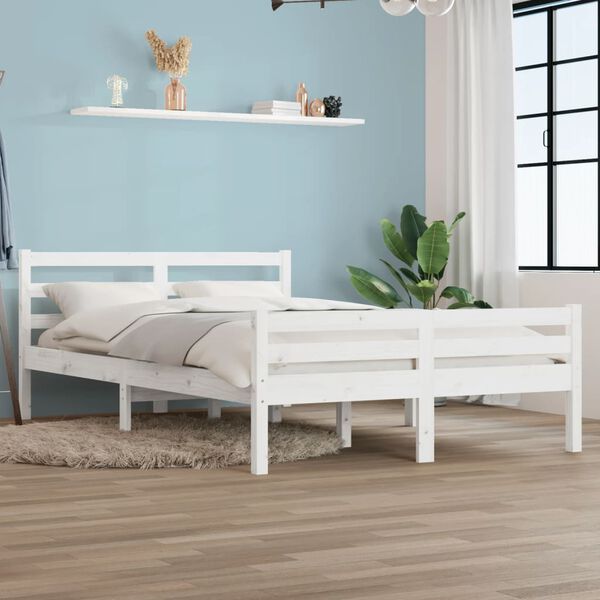 vidaXL Giroletto Bianco in Legno Massello 135x190 cm Double