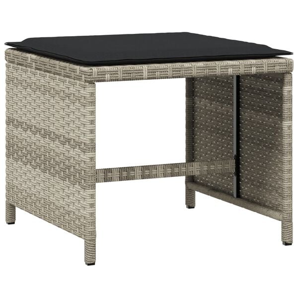 vidaXL Sgabelli Giardino Cuscini 4pz Grigio Chiaro 40x40x35 Polyrattan