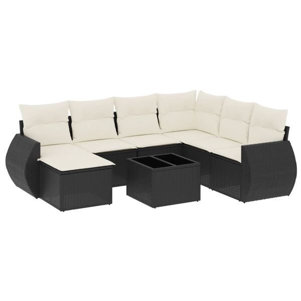 vidaXL Set Divani da Giardino con Cuscini 8 pz Nero in Polyrattan