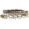 vidaXL Set Pranzo da Giardino 13 pz con Cuscini Beige Misto Polyrattan