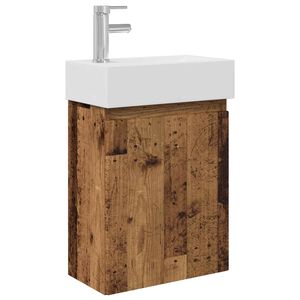 vidaXL Mobile bagno con rubinetto Legno antico 45,5 x 22,5 x 84 cm