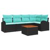 vidaXL Set Divano da Giardino 6 pz Nero e Turchese polyrattan