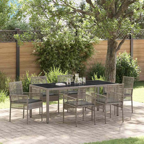 vidaXL Set da Pranzo per Giardino 7 pcs Grigio polyrattan