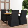 vidaXL Set Mobili da Pranzo per Giardino 5 pz Nero