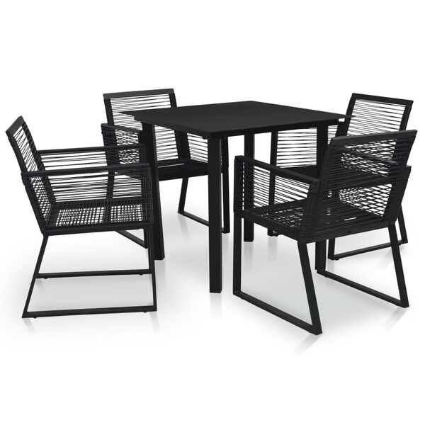 vidaXL Set da Pranzo da Giardino 5 pz in Rattan PVC Nero