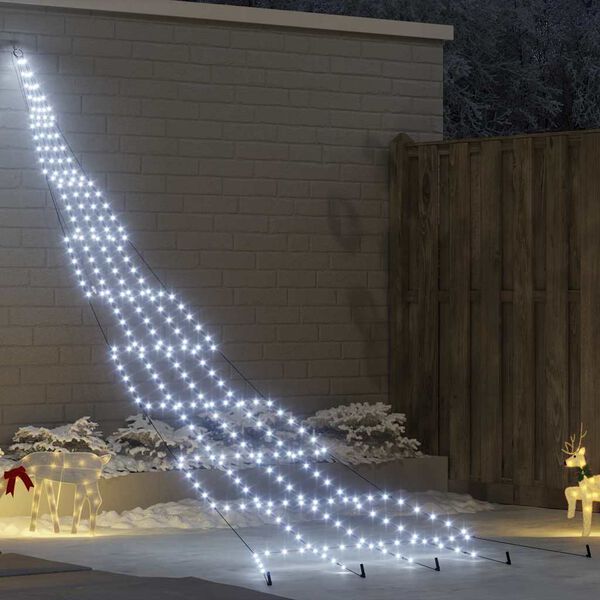 vidaXL Albero di Natale LED con picchetti per il terreno Bianco freddo