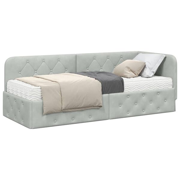 vidaXL Cornice del letto ad angolo Grigio chiaro 80 x 200 cm Velluto