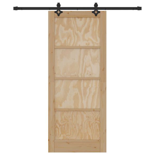 vidaXL Porta scorrevole Naturale e Nero 83 x 202 cm Pino massello
