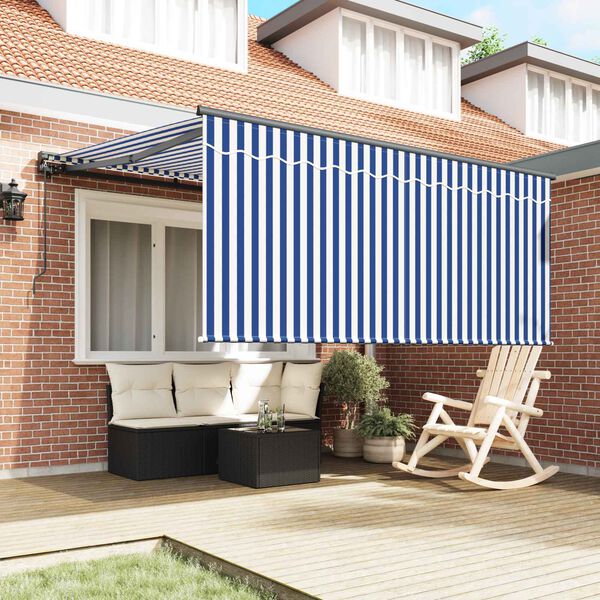 vidaXL Tenda Retrattile Blu e Bianco 350 x 250 cm