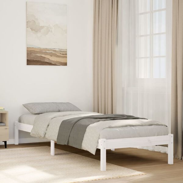 vidaXL Letto Extra Lungo senza Materasso Bianco 90x220 cm in Pino