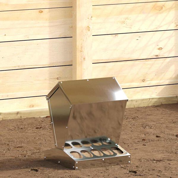 vidaXL Feeder per pollo Argento 30 x 30 x 39 cm Acciaio zincato
