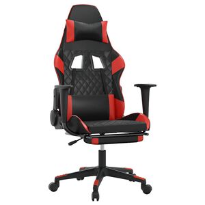 vidaXL Sedia da Gaming Massaggio Poggiapiedi Nero e Rosso Similpelle