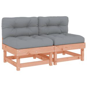 vidaXL Divani Centrali con Cuscini 2 pz in Legno Massello di Douglas