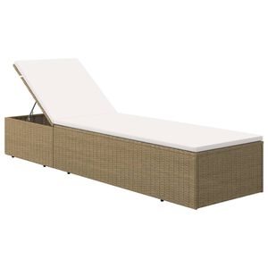 vidaXL Lettino Prendisole in Polyrattan Marrone e Bianco Crema
