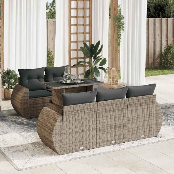 vidaXL Set Divano da Giardino 6 pz con Cuscini Grigio in Polyrattan
