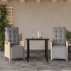 vidaXL Set Pranzo da Giardino 3 pz con Cuscini Beige Misto Polyrattan