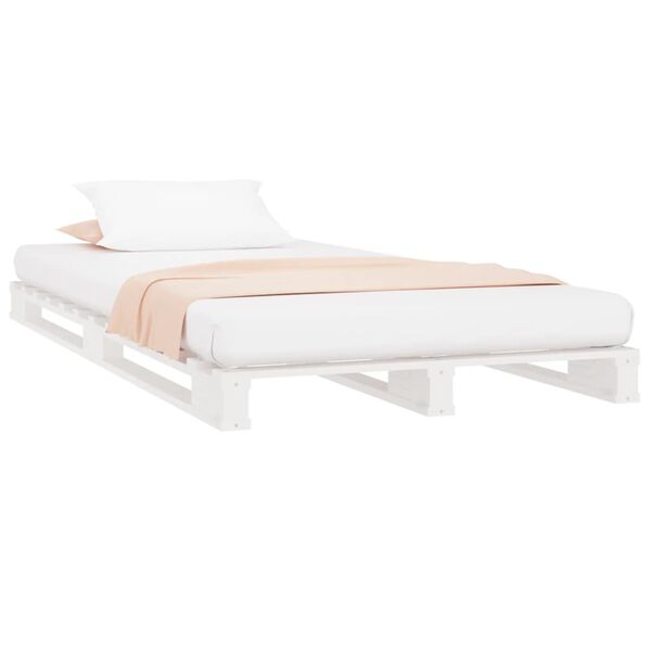 vidaXL Letto a Pallet Bianco 75x190 cm Small Single Legno di Pino