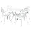vidaXL Set da Pranzo per Giardino 5 pcs Bianco Alluminio