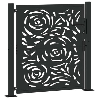 Cancello Da Giardino In Acciaio Nero 105x106 Cm VidaXL - Design Leggero Con Serratura, Perfetto Per Recinzioni Esterne