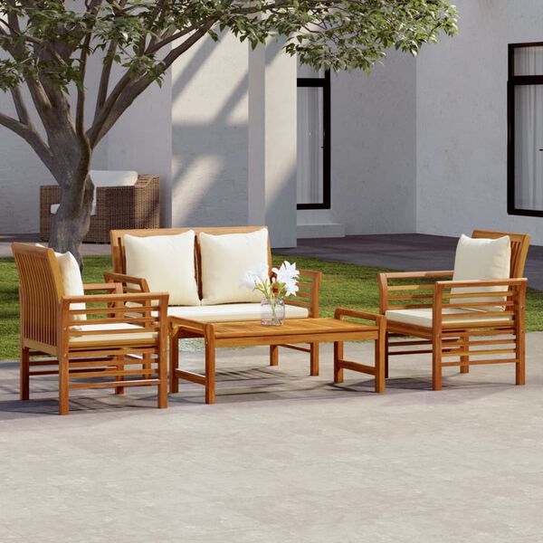 vidaXL Set Salotto da Giardino 4pz con Cuscini Legno Massello Acacia