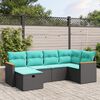 vidaXL Set Divano da Giardino 6 pz con Cuscini Nero in Polyrattan