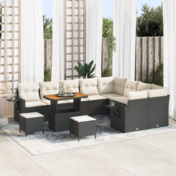 vidaXL Set Divano da Giardino 12 pcs Nero polyrattan
