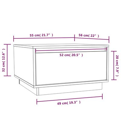 vidaXL Tavolino da Salotto Miele 55x56x32 cm Legno Massello di Pino