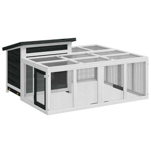 vidaXL Conigliera Grigia 144x123x67,5 cm in Legno Massello di Pino