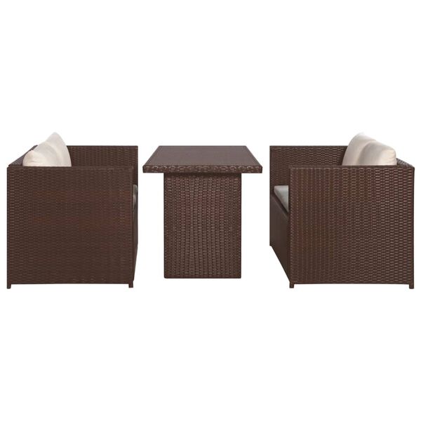 vidaXL Set da Bistrot 3 pz con Cuscini in Polyrattan Marone