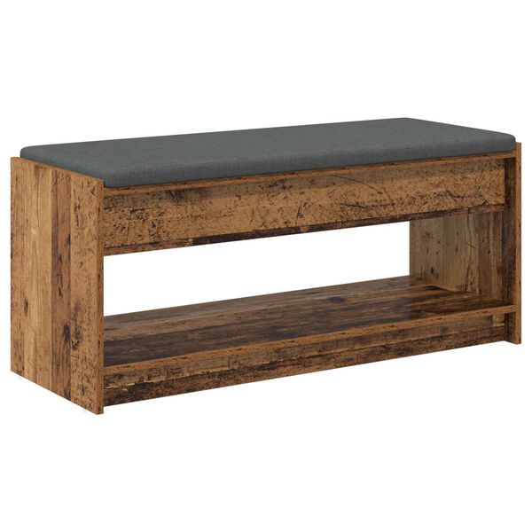 vidaXL Panca per ingresso con cuscino Legno vecchio 103 x 38 x 45 cm