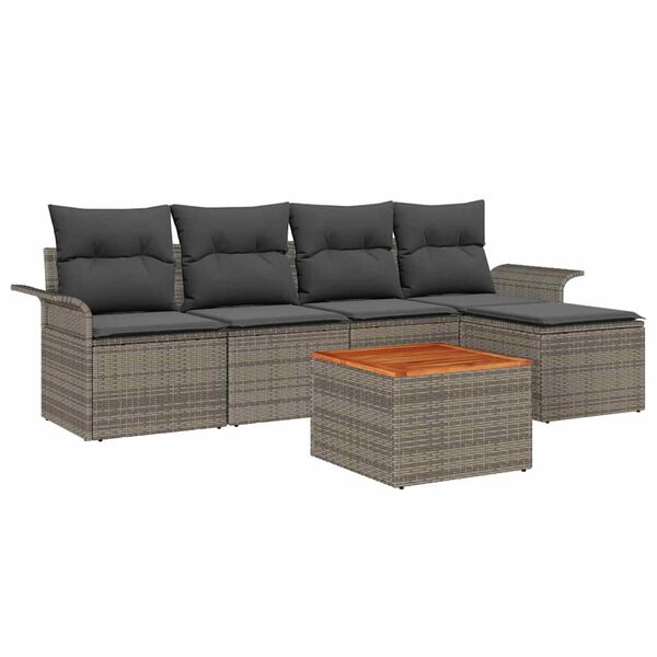 vidaXL Set Divano da Giardino 6 pcs Grigio polyrattan
