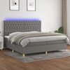 vidaXL Letto a Molle Materasso e LED Grigio Scuro 200x200cm in Tessuto