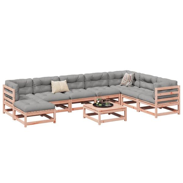 vidaXL Set Divani da Giardino 9 pz in Legno Massello Abete Douglas