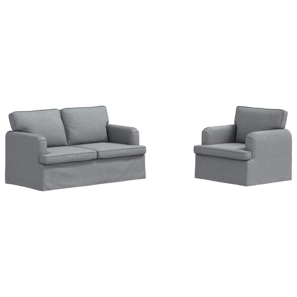 vidaXL Set di divani 2 pcs Grigio chiaro 144 x 80 x 85 cm Tessuto