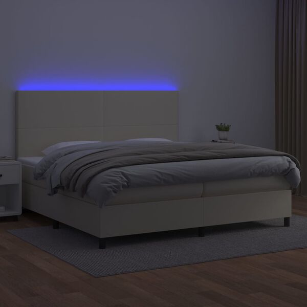 vidaXL Giroletto a Molle con Materasso e LED Crema 200x200 cm