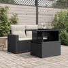 vidaXL Tavolo da Giardino Piano in Vetro Nero 100x55x73 cm Polyrattan