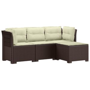 vidaXL Divano da giardino 4 posti con cuscini aspetto rattan PP