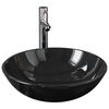 vidaXL Lavandino Bagno con Rubinetto e Piletta in Vetro Temperato Nero
