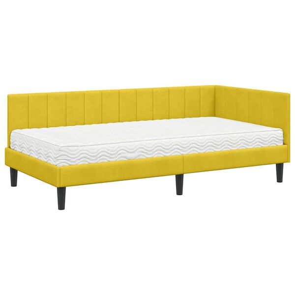 vidaXL Struttura Letto Angolare con Materasso 2 pcs Giallo Velluto