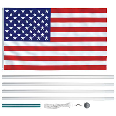 vidaXL Bandiera degli Stati Uniti con Pennone in Alluminio 6,2 m