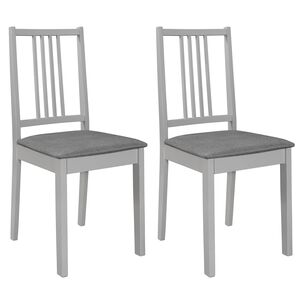 vidaXL Sedie da Pranzo con Cuscini 2 pz Grigie in Legno Massello