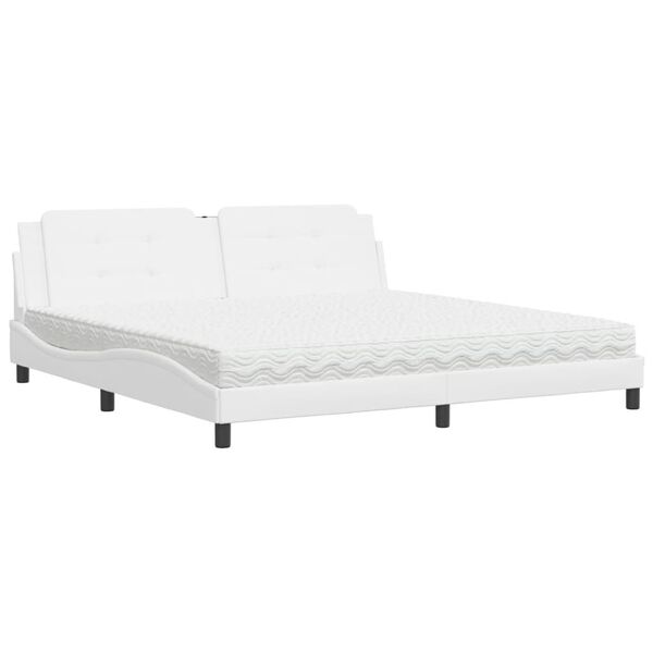 vidaXL Letto con Materasso Zadar Bianco 200x200cm in Similpelle