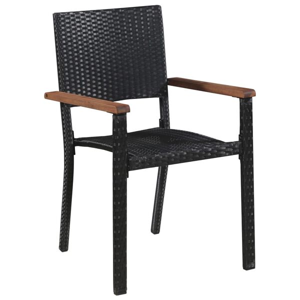 vidaXL Set da Pranzo da Giardino 7 pz in Polyrattan e Acacia Nero