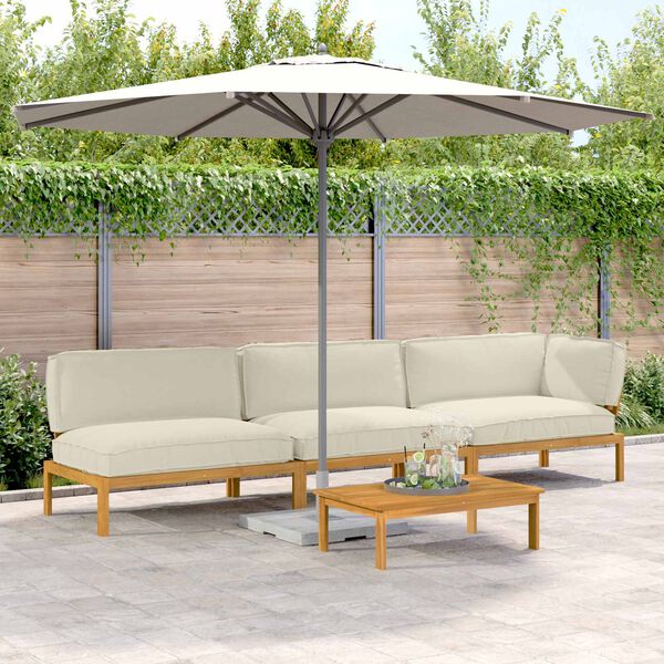 vidaXL Set di divani con cuscino 4 pcs Crema Legno di Acacia Massello
