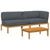 vidaXL Set di divani 3 pz Antracite Legno di Acacia Massello