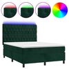 vidaXL Letto a Molle con Materasso e LED Verde Scuro 140x200cm Velluto