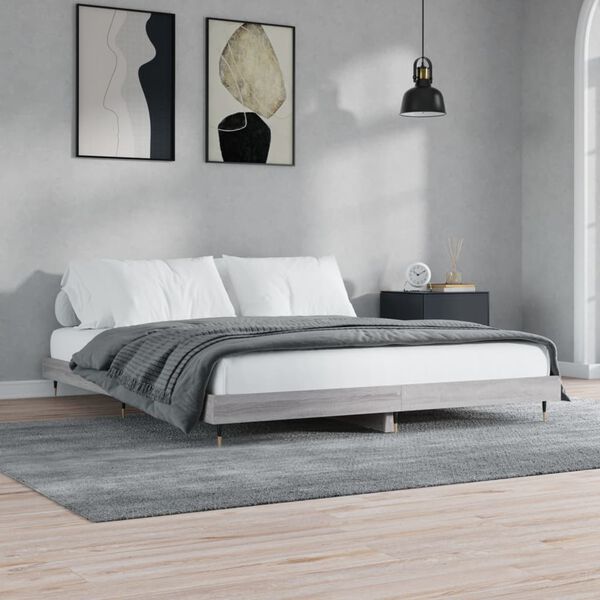 vidaXL Giroletto senza Materasso Grigio Sonoma 160x200 cm Truciolato
