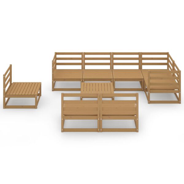 vidaXL Set Divani da Giardino 9 pz Marrone Ambra Legno Massello Pino