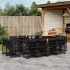 vidaXL Set da Pranzo da Giardino 13pz con Cuscini Nero in Polyrattan