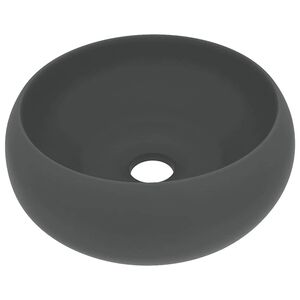 vidaXL Lavandino Lusso Rotondo Grigio Scuro Opaco 40x15 cm in Ceramica